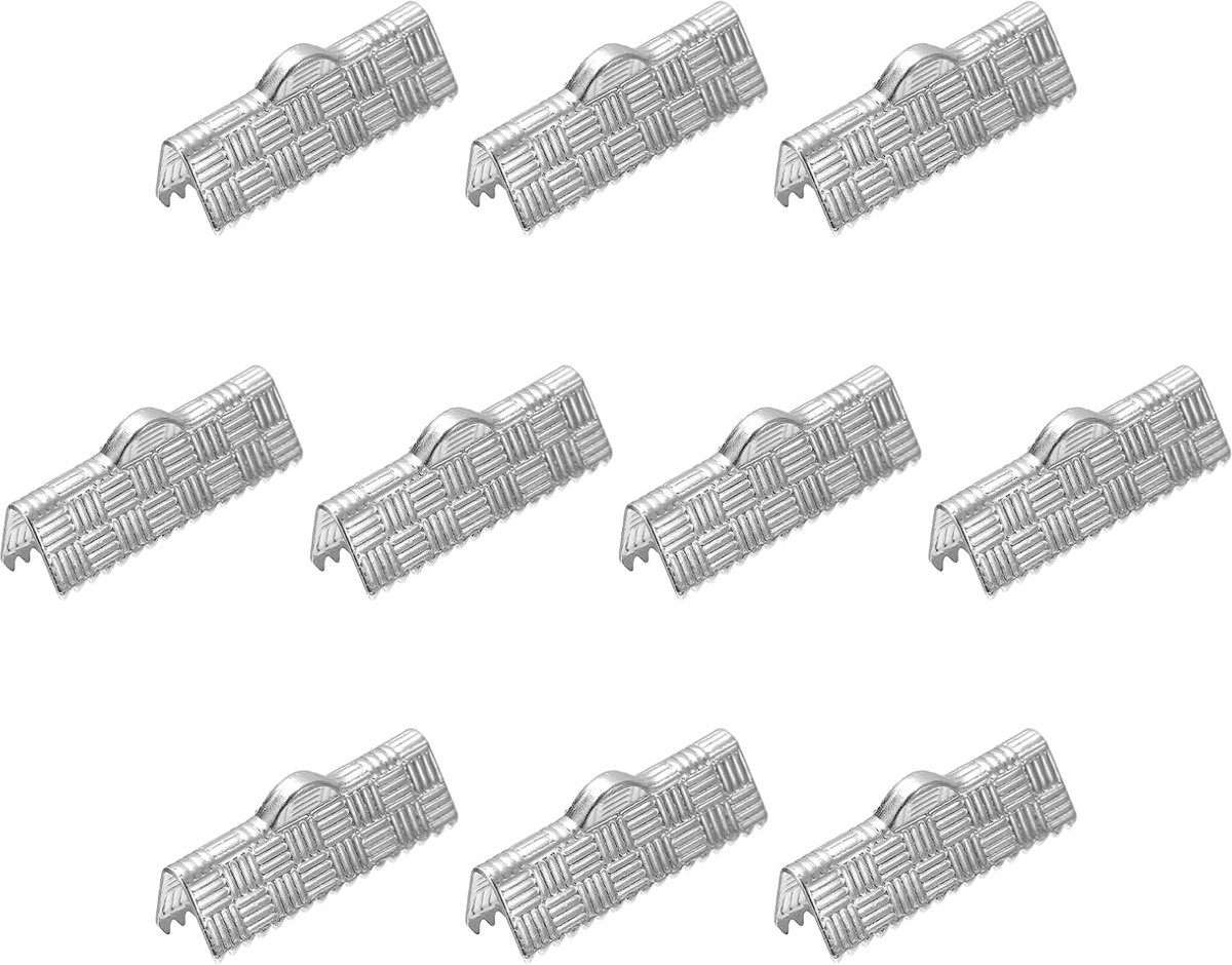 Sourcing map 100 stuks kleurlint eindkrimpklemmen 20 mm strepen textuur klem koord eindklemmen voor knutselarmband productie zilver wit