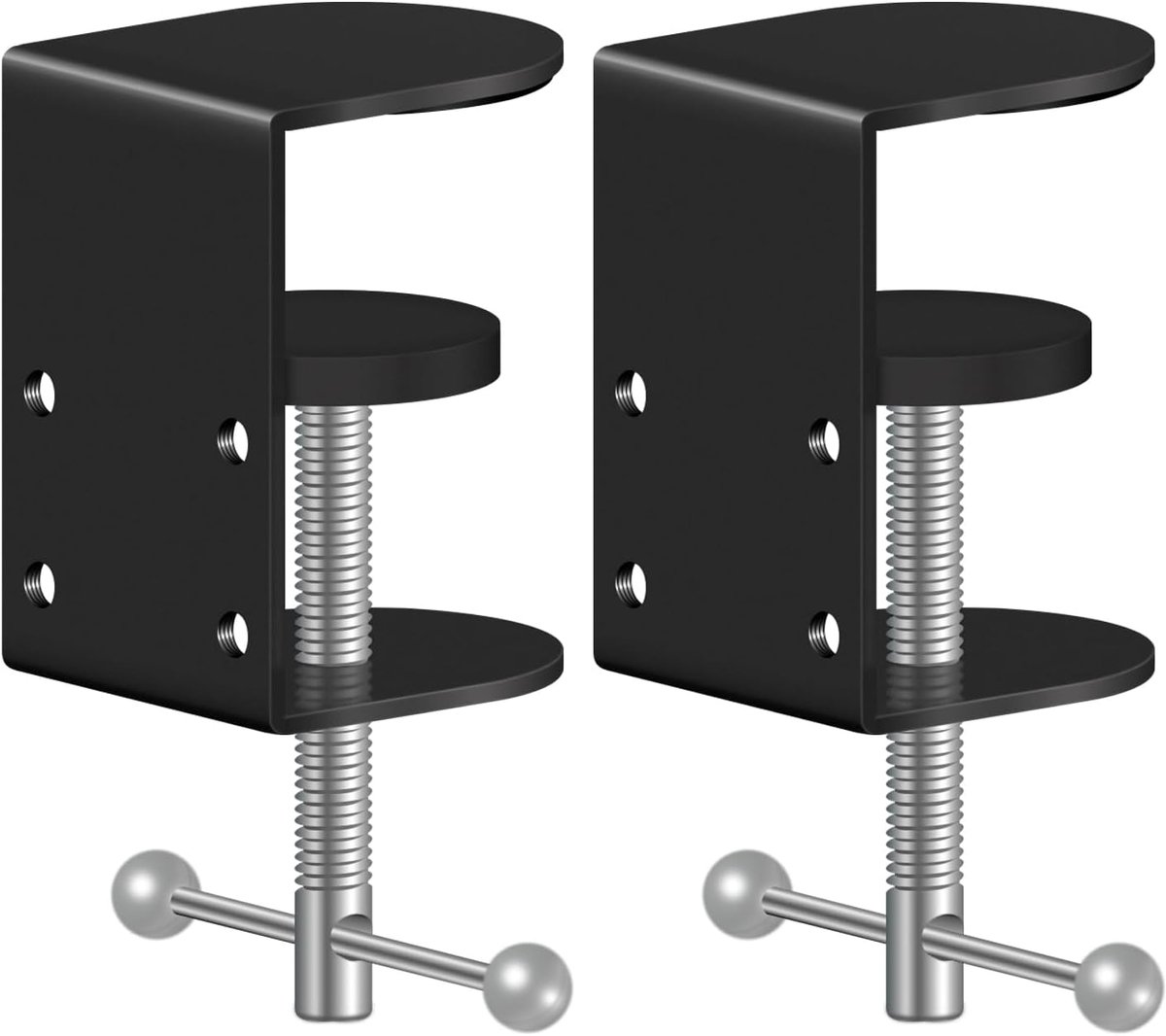 C-klemmen in zwart voor bureau en tafel, klembereik van 1,5 tot 5,6 cm, 2 montagegaten, werkbankklemmen van metaal