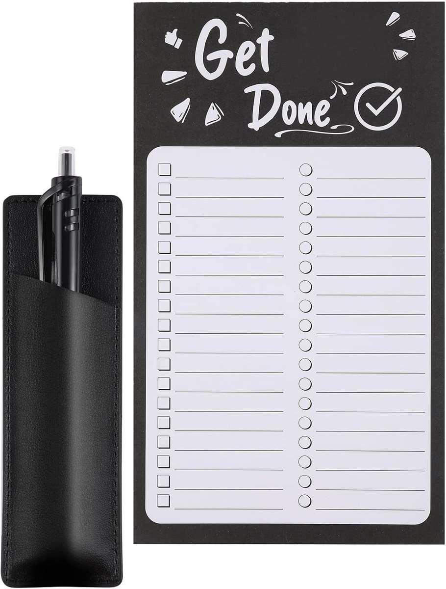 Winkellijst met Magneetblok en Pu Lederen Magnetische Penhouder Voor Dagelijkse Organisatieplanning en Boodschappenlijstje