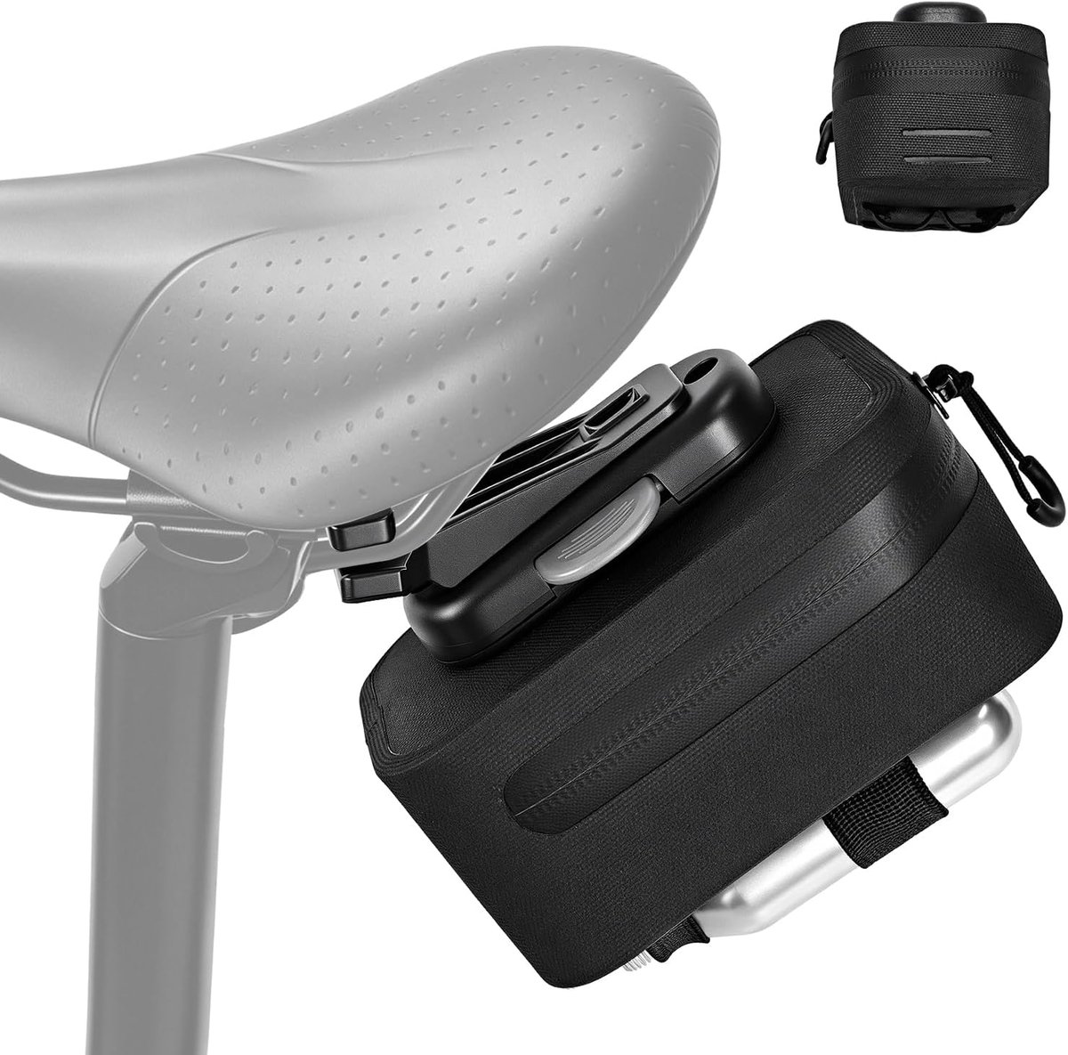 Zadeltas voor fiets, waterdicht, 0,64 l, met ritssluiting, magneetgesp met snelsluiting en montagebeugels voor racefietsen en mountainbikes