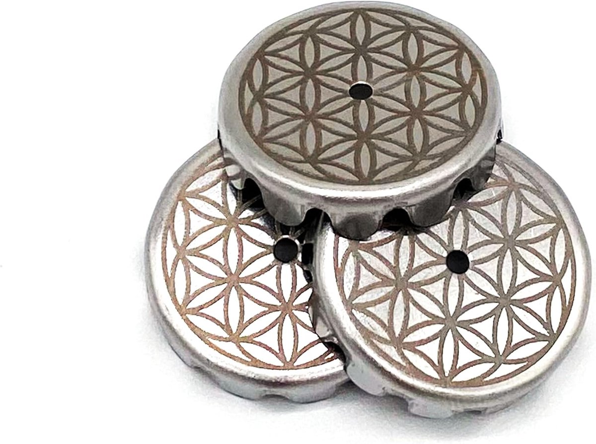 3 stuks vervangende plaatjes Bloem des Levens voor zeepdispenser met magneet, magneetzeephouder, magneetzeepplaatjes, zeepplaatjes, gegarandeerd roestvrij, geen import (2,4x0,51cm)