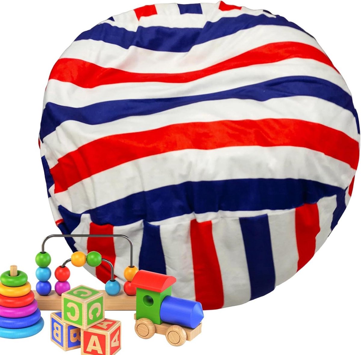Pluche dierenstoel - Speelgoed organizer Zitzak houder - Speelgoed opbergen - Dubbele versterking - 96 cm - Meerkleurig