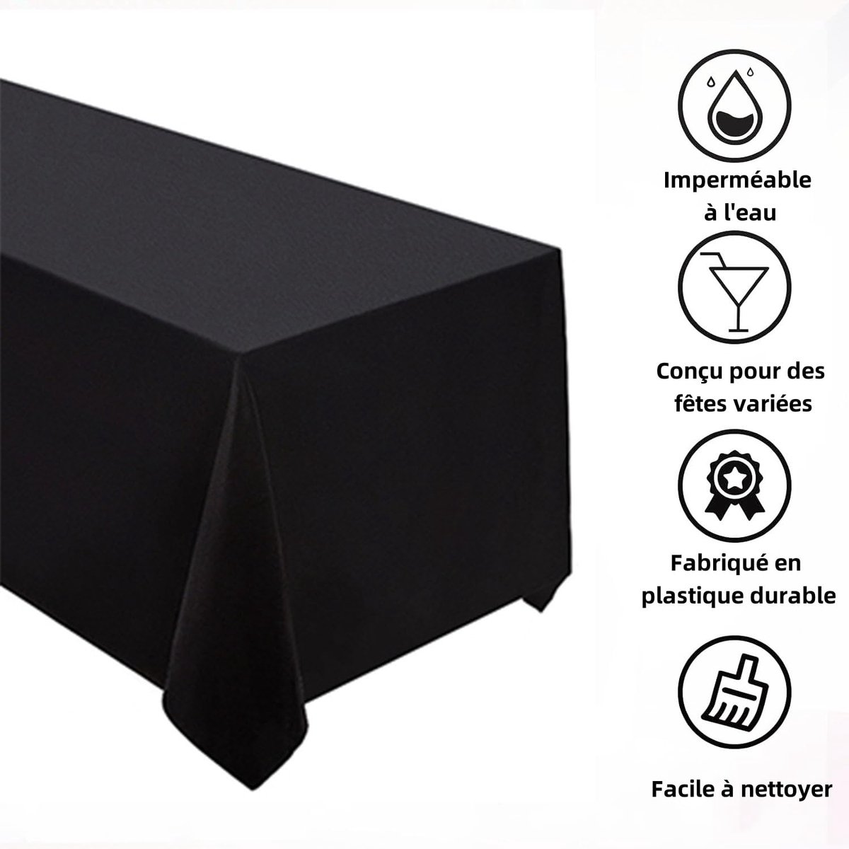 Tafellaken zwart 137 x 274 cm - wegwerp plastic - waterdicht en kreukvrij - ideaal voor feesten - SnelShoppen