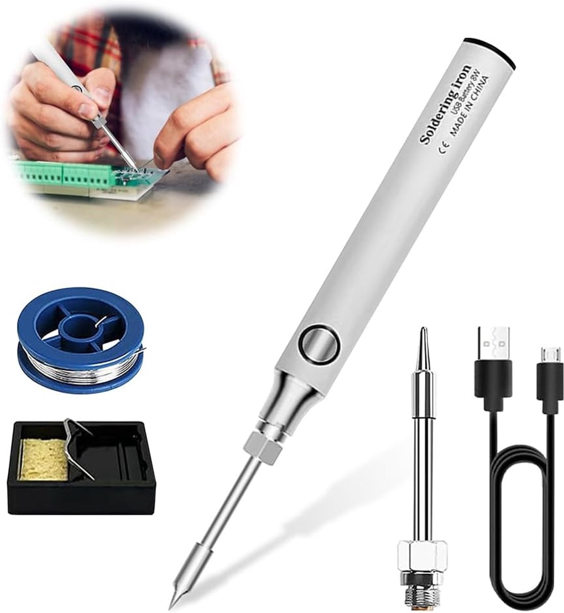 Soldering Iron 5V Draadloos - 3 Instelbare Temperaturen - Snelle Verwarming - Veilig Solderen - SnelShoppen