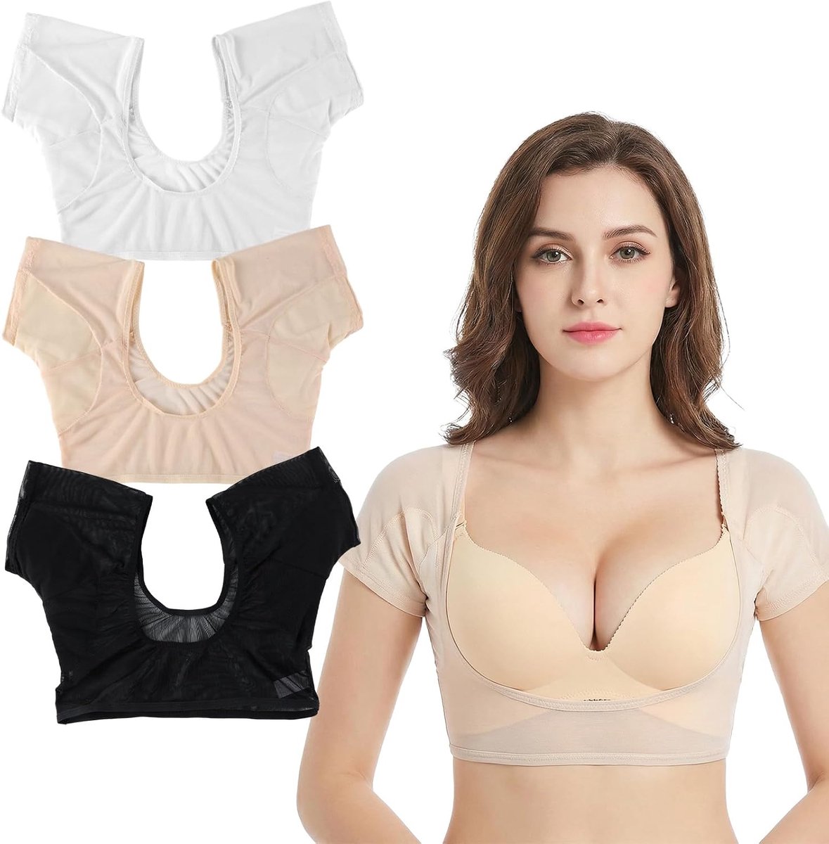 Zweetbeschermende Ondergoedvesten (L) - Wasbare Onderarm Pads - Ademend Mesh - Perfect voor Yoga en Sport - SnelShoppen