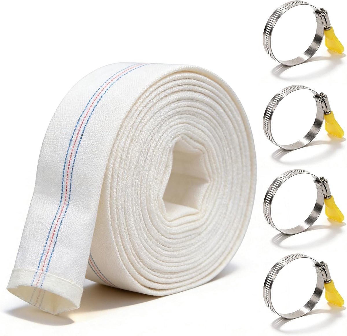 Vlakke slang 32 mm - 20 m pomp slang - kunststof met klemmen - ideaal voor vijvers en irrigatie - SnelShoppen