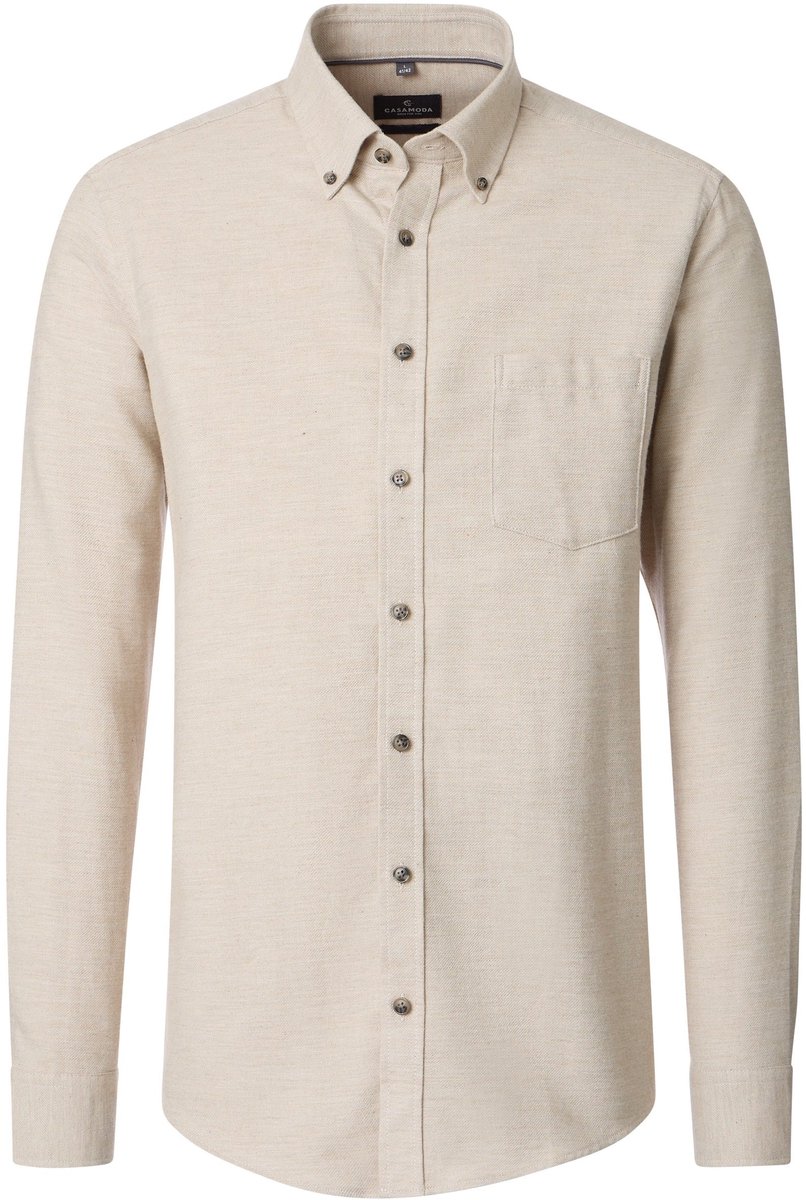 CASA MODA Sport casual fit overhemd - structuur - beige