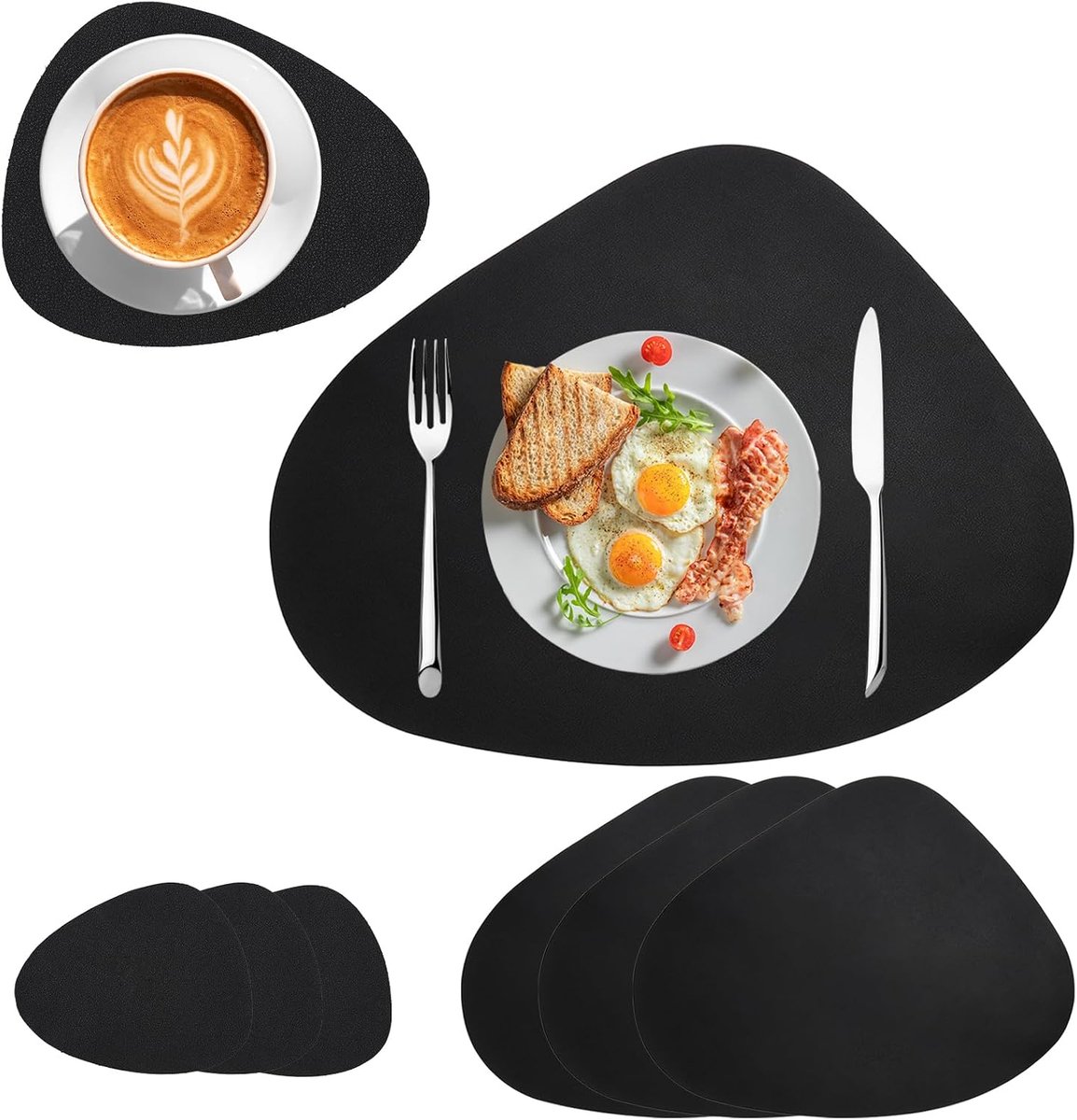 Tischset 8-delig - wasbaar leer - dubbelzijdig waterproof - veilig gebruik voor het gezin - SnelShoppen