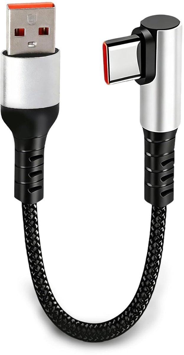 USB-C kabel 0.5 m - 90 graden - nylon - snel opladen voor mobiel - SnelShoppen