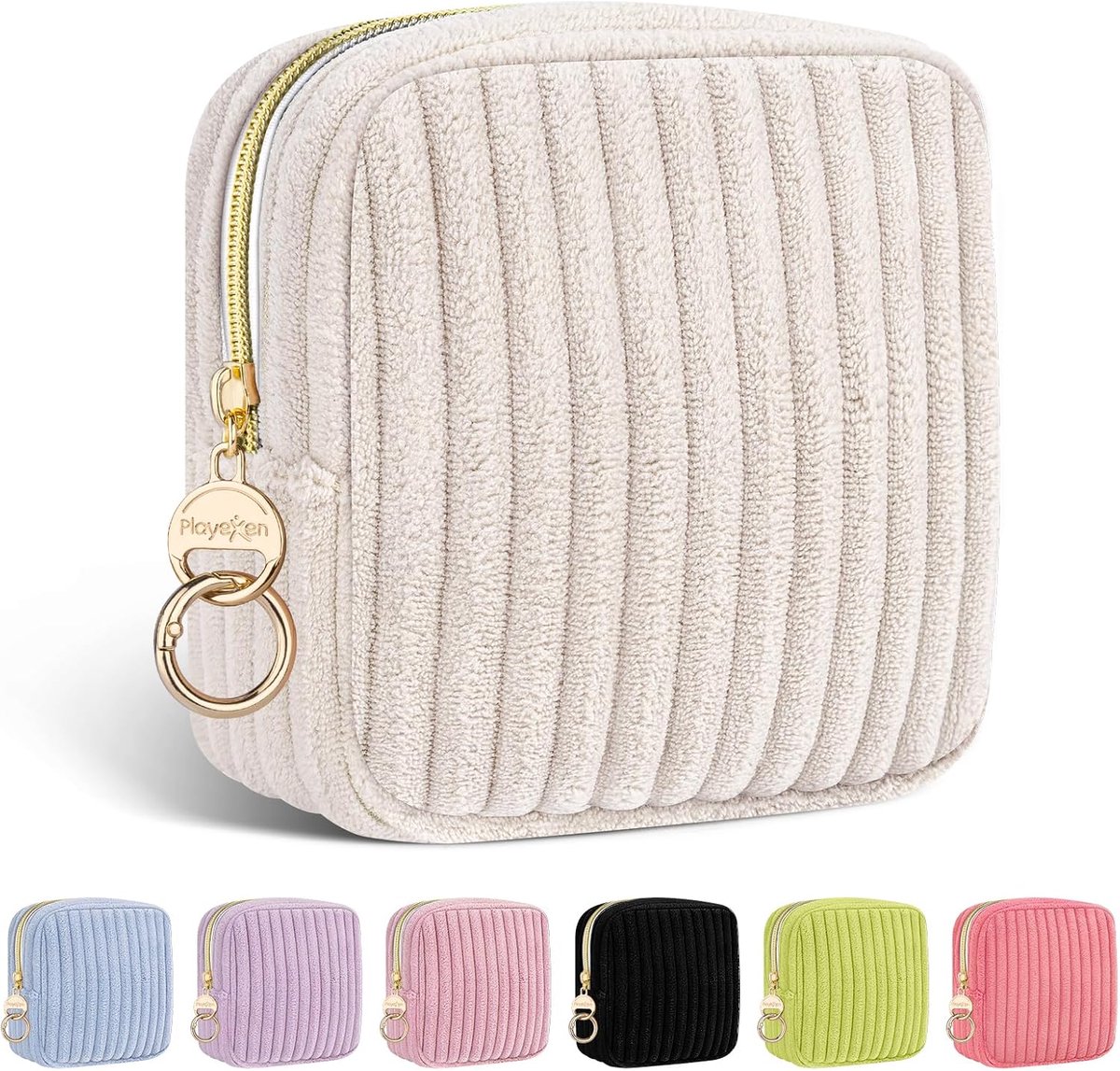 Zakje voor meisjes voor tampons, inlegkruisjes, menstruatieondergoed, fleece tas, opbergorganizer voor maandverband, cadeau, set voor de eerste menstruatie, jonge meisjes, Beige, Elegant