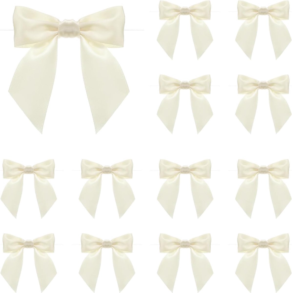 30 stuks voorgebonden kleine strikjes decor satijnlint 11,5 cm Mini strik Cadeaustrikjes voor knutselen DIY snoepzakjes Bruiloft Feest Bags Melkwit