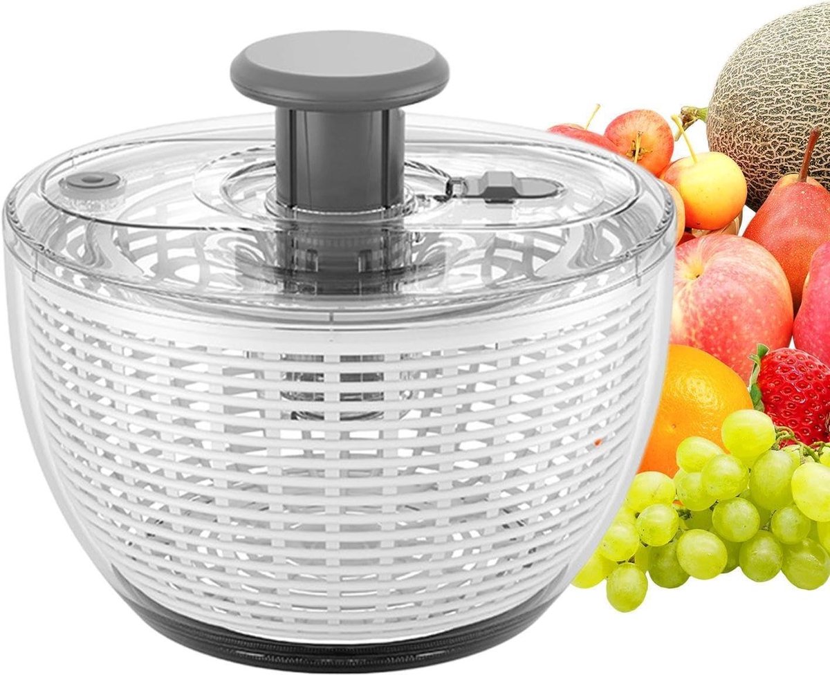 Salade Spinner - Groente Droger - Groenten Wassen - Antislip Bodem - 6L Capaciteit - Wit