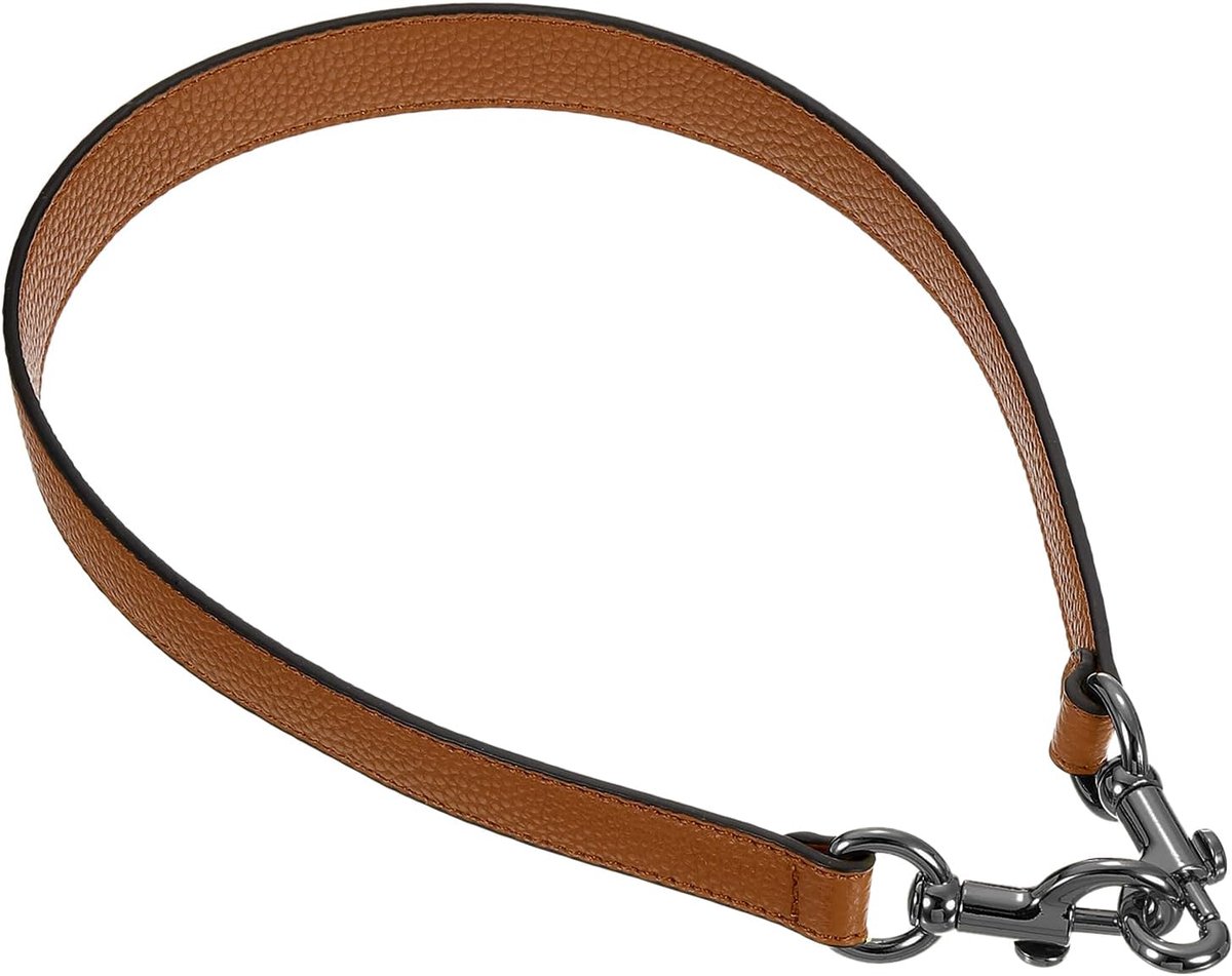 25,59 inch PU-lederen korte riem met sluiting, handtashandgrepen, handtas-reserveriemen voor clutch bag, crossbody onderarmtassen, bruin, grijze gesp