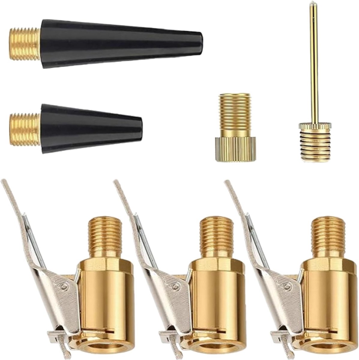 Ventieladapterset, fietsventieladapter, luchtpompadapter voor alle fietsventielen, autoventieladapter, ventieladapter, fietsbanden, koper, snelsluiting, accessoires
