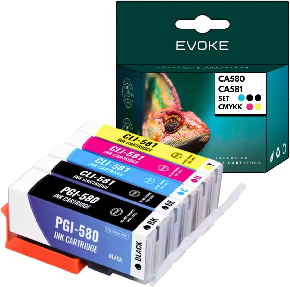 Inktset voor Canon 580 581 - CMYK + zwart - 76 ml - Tot 3810 pagina's - SnelShoppen