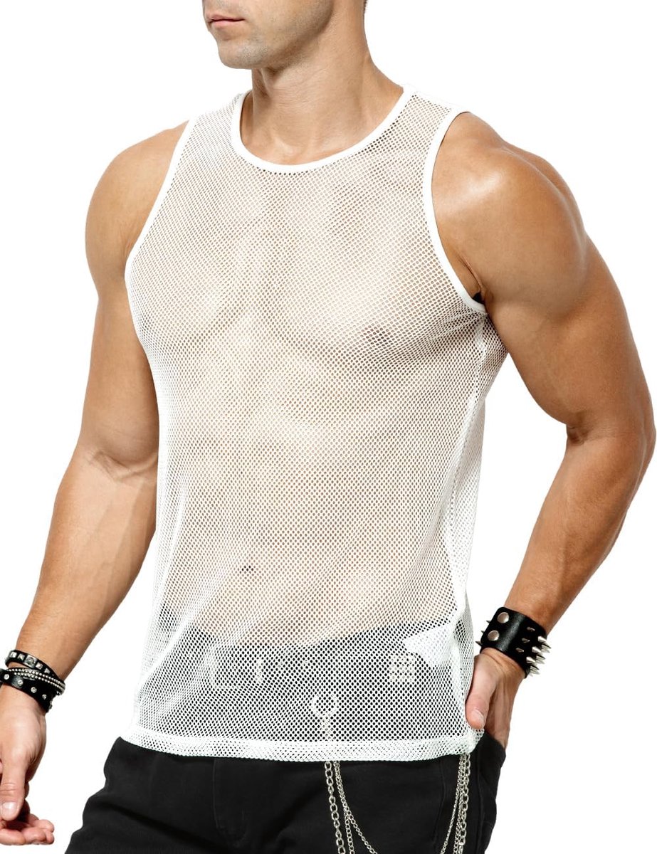 Kevin Tanktop voor heren nethemd mouwloos spiershirt Muscle Vest Transparant sport fitness onderhemd Zomer Tank Tops