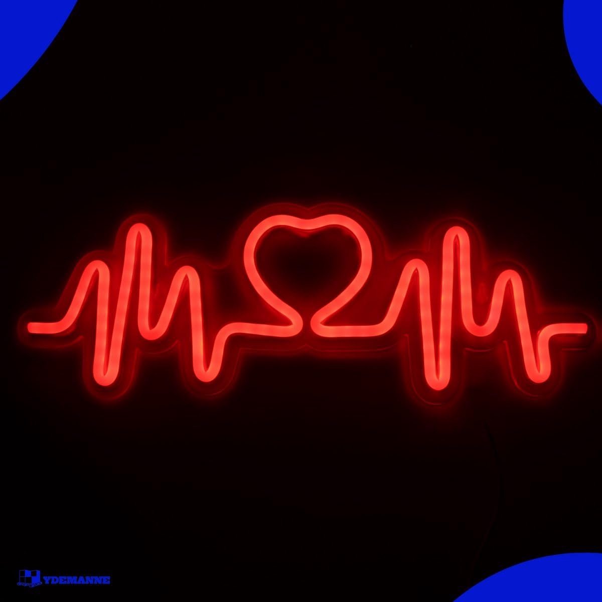 Neon lamp - Hartslag Rood - Inclusief ophanghaken - Unieke neonverlichting - Sfeervolle wandlamp - SnelShoppen