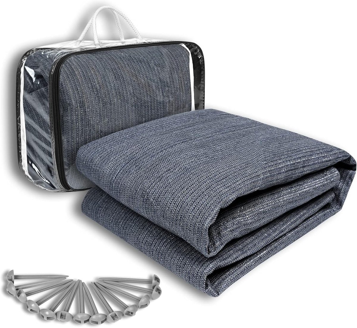 2 x 2 m campingtapijt, voortenttapijt, weerbestendig, van HDPE met aluminium ringen en grondpennen, zeildoek, campingmat, tenttapijt voor buiten, met draagtas voor vergaderingen, uitstapjes