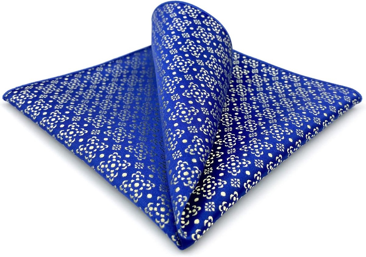SHLAX&WING Gedessineerde Mens Pocket Squares Business Wedding Blauw Groen Bruin Geometrische voor Pak Jas, Ah63, XL