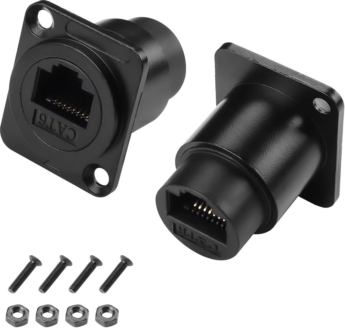 2 stuks RJ45 CAT6 paneelmontagecontactdoos D-type RJ45 koppeling vrouwelijk naar vrouwelijk LAN-netwerk bulkhead pass door socket