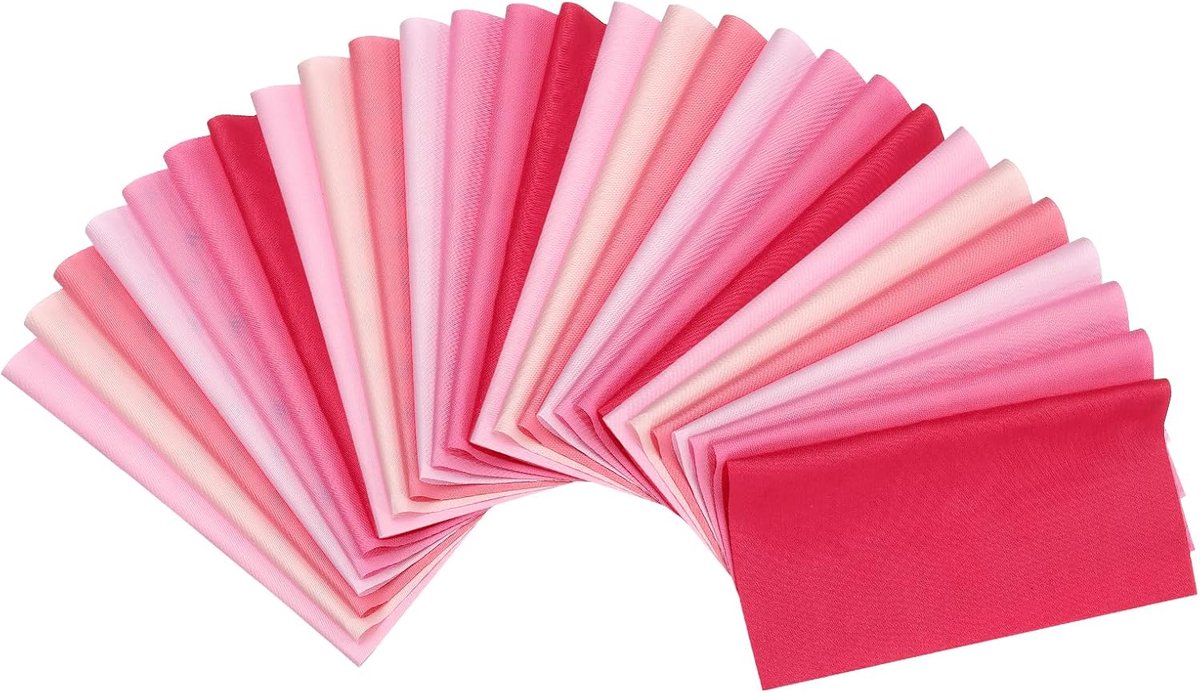 Stofbundels, 28 stuks 25 x 25 cm dikke kwart effen kleur voorgesneden stof vierkanten voor naaien patchwork quilten doe-het-zelf ambachten, roze
