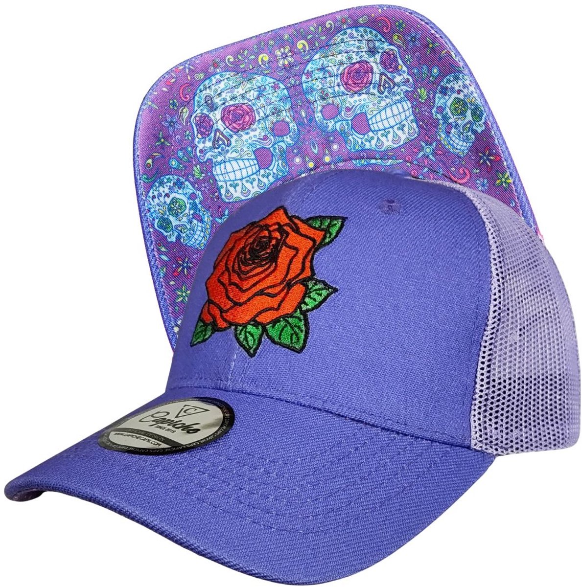 Capiche® Trucker Pet – Dag Van De Doden – Paars – Verstelbaar met Druksluiting – Sportcap – Pet voor Heren – Day Of The Dead
