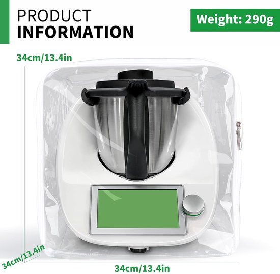 Beschermhoes met Thermomix TM5/TM6 Varoma - transparante TPU-hoes met ritssluiting en handgreep, waterdicht, antibacterieel en insectendicht, keukenmachine, stofbescherming — afbeelding 4