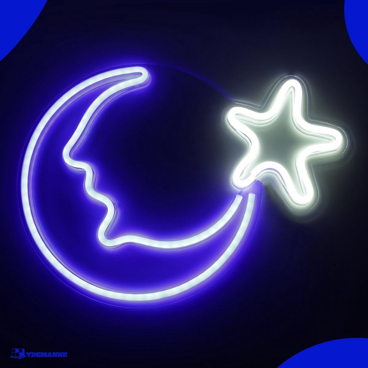 Neon Lamp - Maan Ster - Inclusief Hanghaken - Neon Verlichting - Uniek Licht voor Kinderen - SnelShoppen