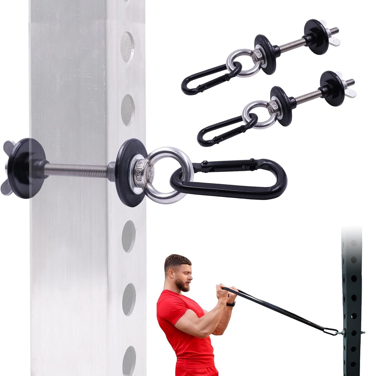 Bryant Powerrack-opzetstukken, set van 2 zware squatrack-accessoires, geschikt voor 2 x 2 en 3 x 3 staanders, 5/8" of 1" gaten, ideaal voor krachttraining en fitness