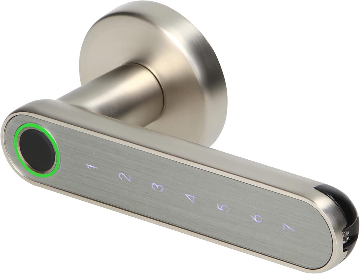 Lock met Tiptoetsenbord en Slimme Functie - Vingerafdruklezer Bleutooth 4.0 (Nikkel)