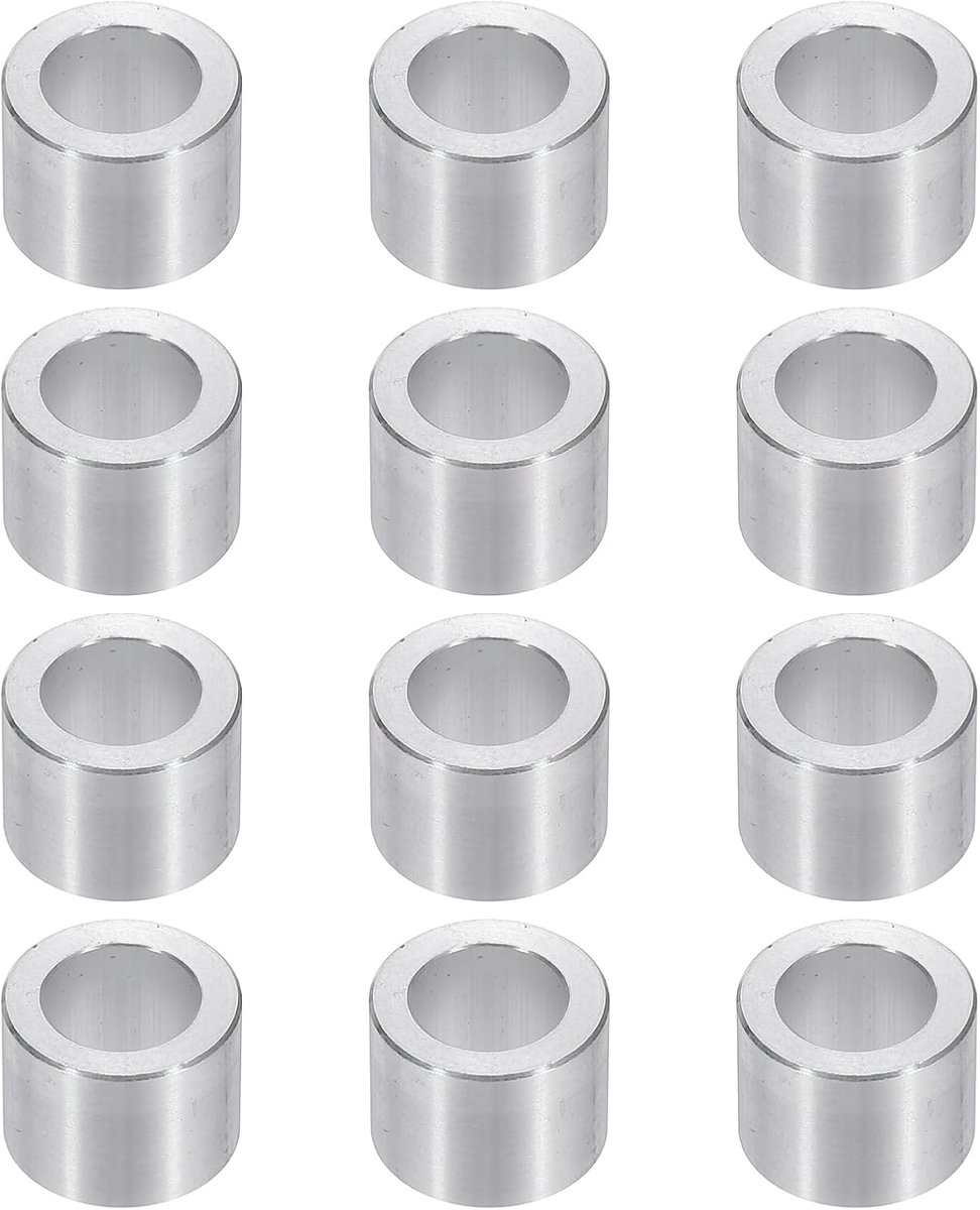 M10 Aluminium Spacers, 12 Stks Metalen Spacers Aluminium 10.2mm ID x 16mm OD x 12mm l voor 3/8 of M10 Schroefbouten
