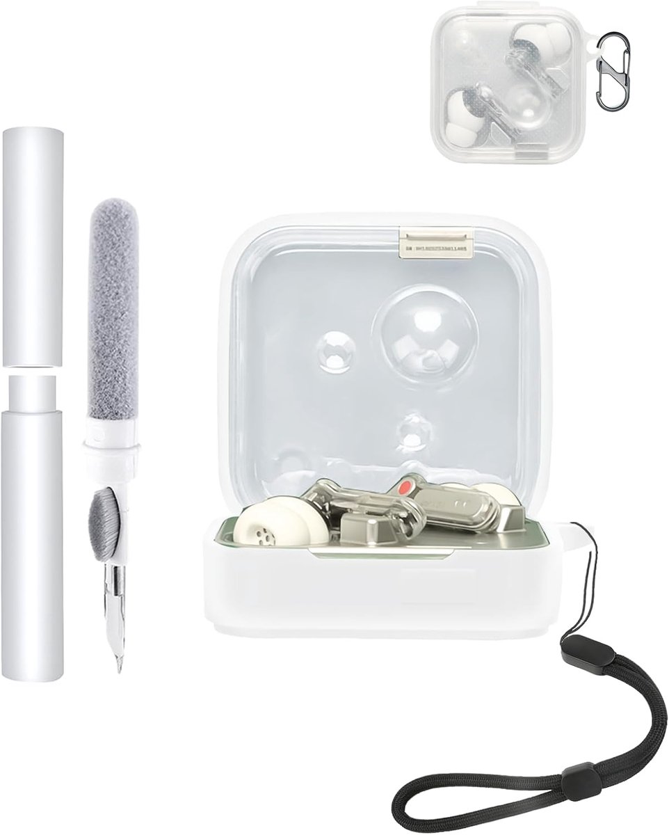 Hoes voor Nothing Ear (3) draadloze in-ear hoofdtelefoon, schokbestendig, toergy waterdicht, zacht en duurzaam, met koord, sleutelhanger en reinigingstool, transparant