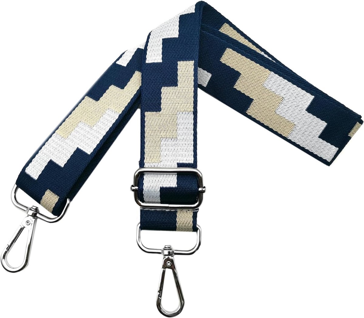 Zadelriemen om te wisselen, verstelbare schouderriem voor tassen, tasriem, breedte 3,8 cm, schouderriem met zilveren karabijnhaak voor dames, draagriem, schoudertas en handtassen, blauw, J3