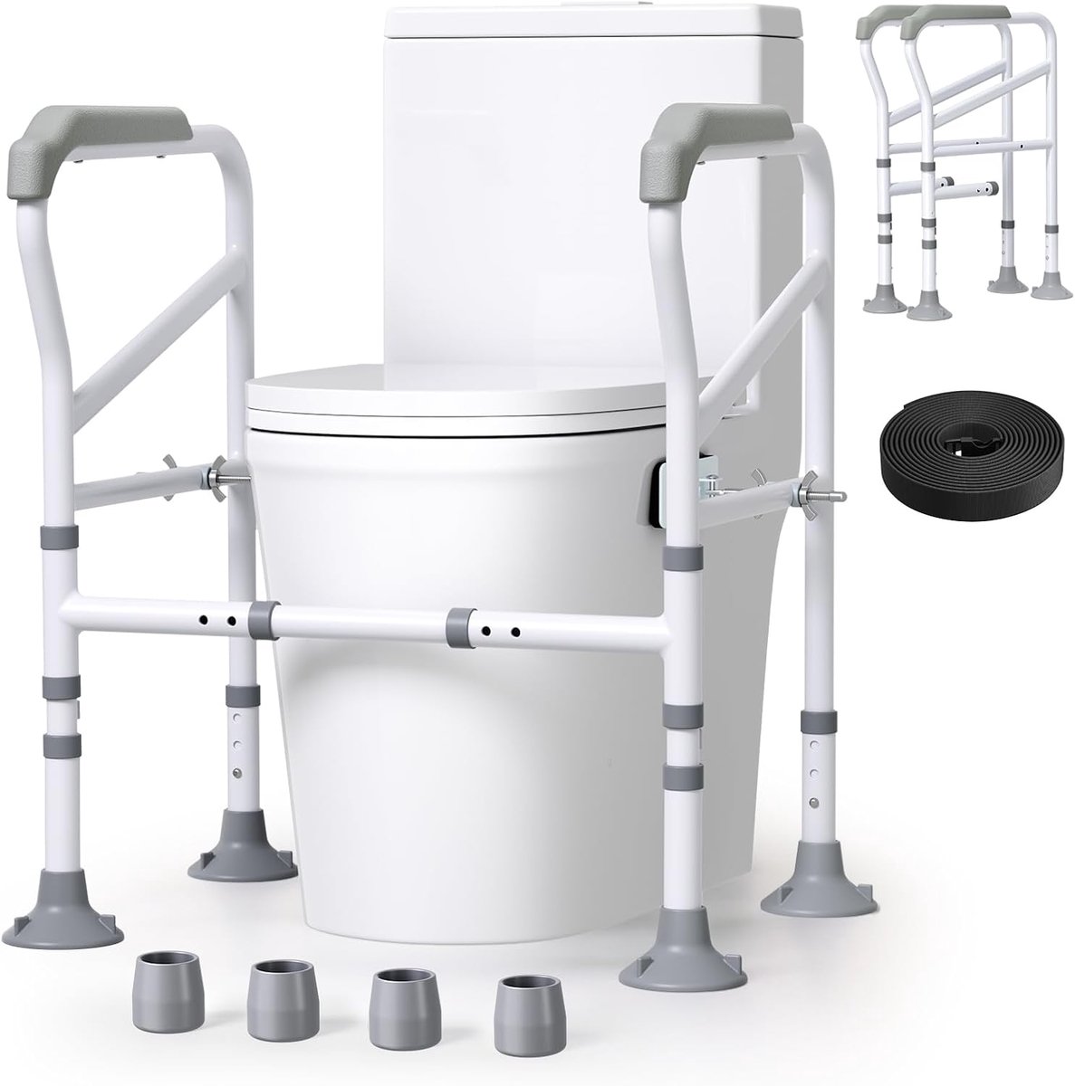 Toiletopstahulp voor gehandicapten en senioren, belastbaar tot 150 kg, breedte en hoogte verstelbaar toiletframe, geschikt voor de meeste toiletten, voor senioren, volwassenen en