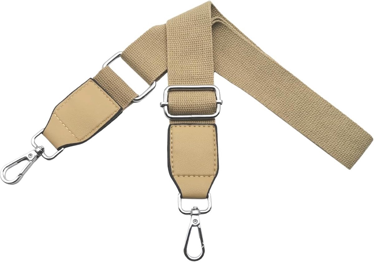 Schouderriem voor dames, schouderriem voor handtas, reserveriem met leer, breedte 3,8 cm met zilver, karabijnhaak voor handtassen, crossbody heuptas accessoires, kaki, Q2-11