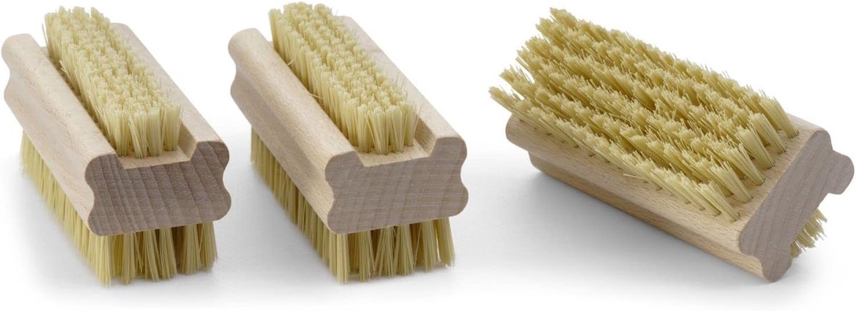3 x houten borstels, handwasborstel, herbruikbaar, borstel voor handnagels en vingers, professionele reiniging, PPN borstelharen, harde vingerborstel, nagelborstel