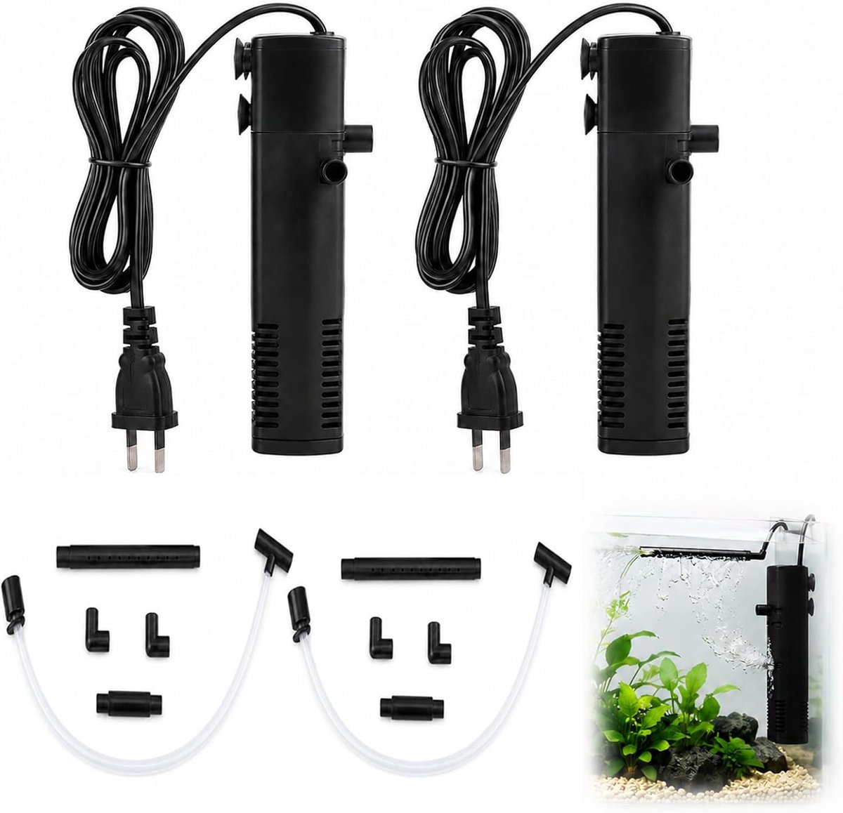 Aquarium binnenfilter 3-in-1 - instelbare doorstroming - stil en efficiënt - verbetert waterkwaliteit - SnelShoppen