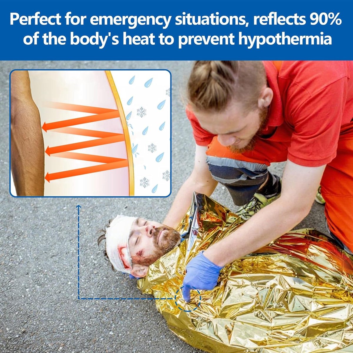 Rescue Blanket 5 Stuks - Nooddeken Goud Zilver - Reflecteert Lichaamstemperatuur - Essentieel voor Overleven - SnelShoppen