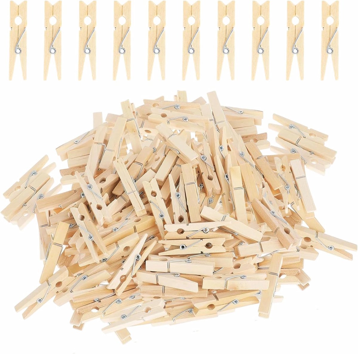 Mini wasknijpers 4,5 cm - natuurlijke houten knijpers - stevig en duurzaam - perfect voor foto's en kaarten - SnelShoppen
