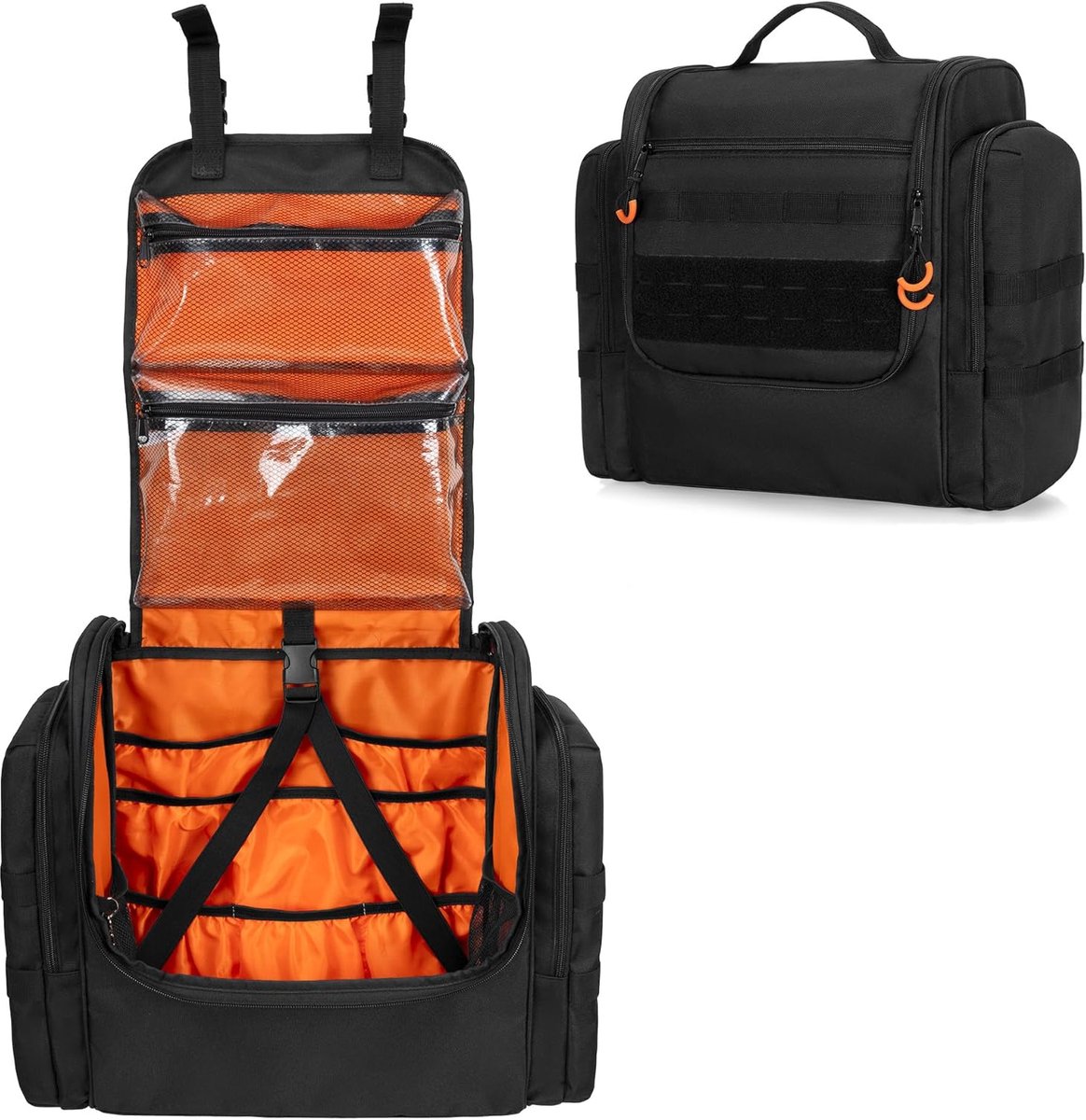 Camping keuken organizer large - hangende opbergtas - met rolhouder en meerdere vakken - ideaal voor kampeergerei - SnelShoppen