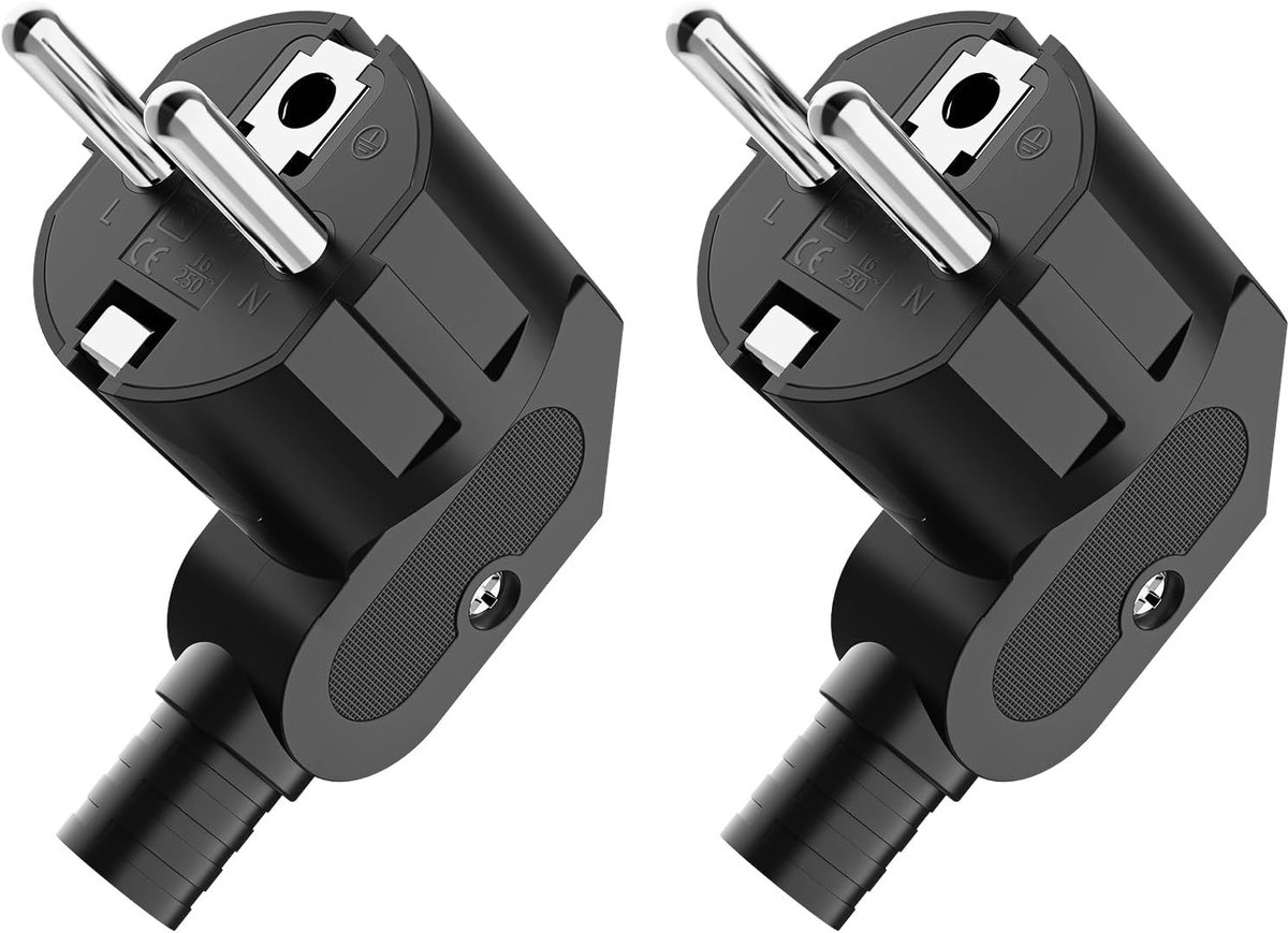 Schuko Connector 250 V - Hoekcontact - Beschermtube - Geschikt voor buitengebruik - SnelShoppen