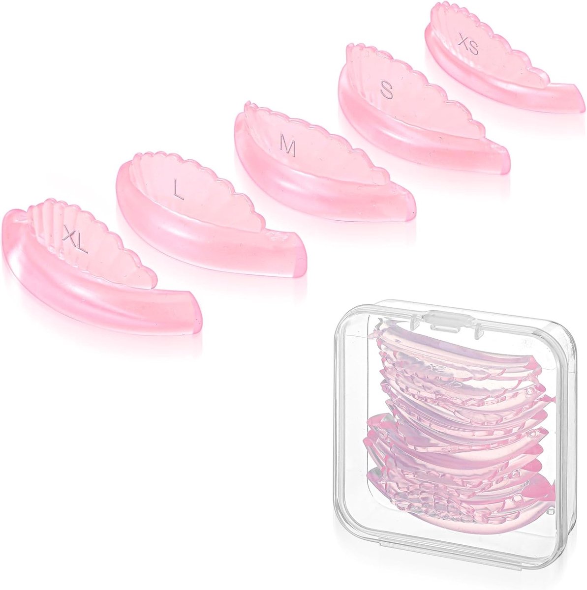 SnelShoppen - Pack van 10 Herbruikbare Eyelash Lifting Pads, 5 Maten, Silicone Lifting Pads voor Wimpers, Roze, Geschikt voor Alle Oogvormen