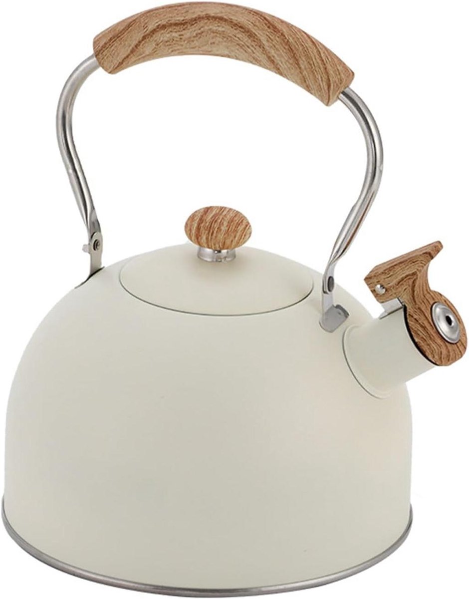 RVS Waterkoker - Fluitketel Fornuis - Water Koken - Universeel Fornuis Geschikt - 2.5 L - Beige