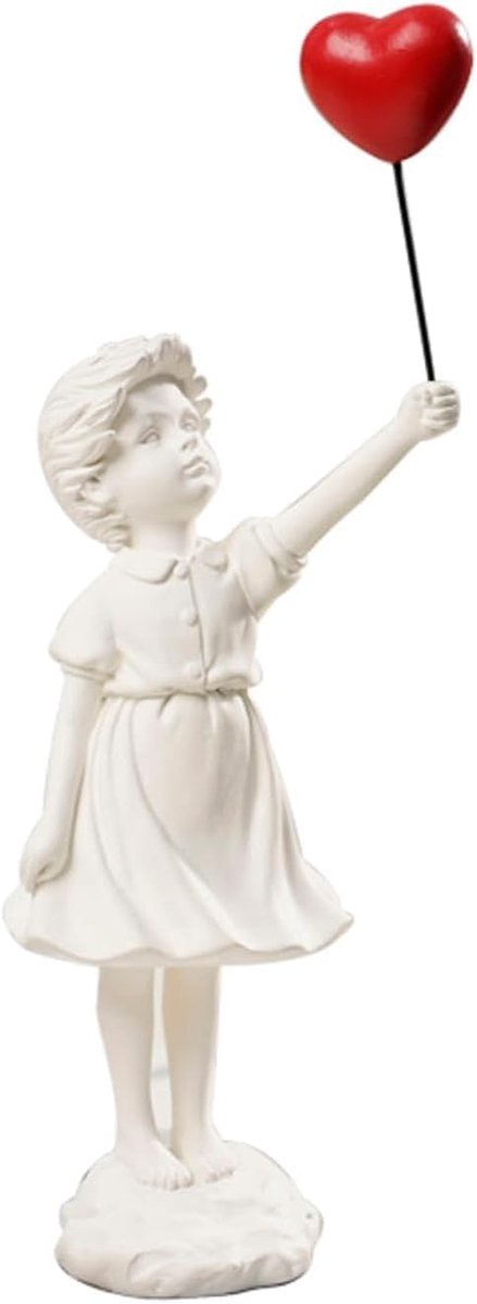 Standbeeld vliegend ballon meisje - moderne kunst beeldhouwwerk - resin figuur - perfect voor decoratie - SnelShoppen