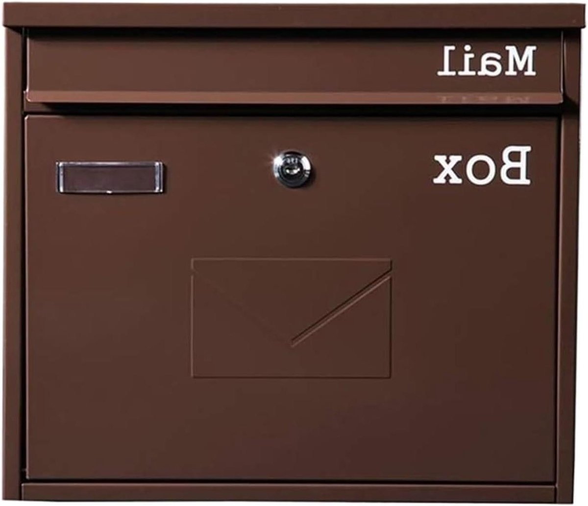 Brievenbus - Postbak Wandmailbox - Post Ontvangen - Afsluitbaar - 36 x 10.5 x 32 cm - Bruin