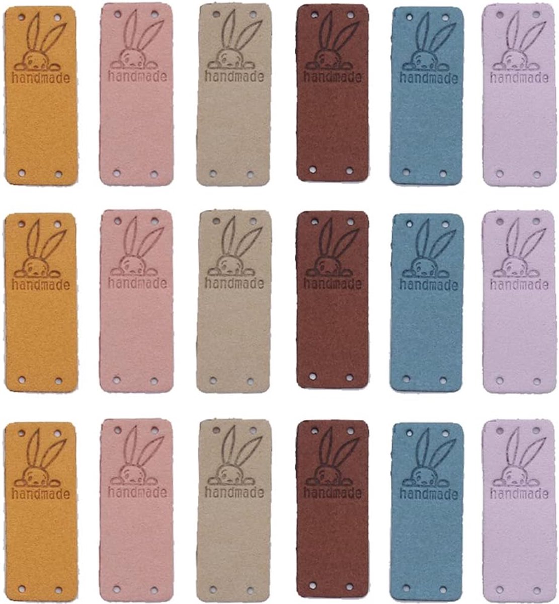 Handgemaakte Stoffen Labels 5x2 cm - Rectangular - Met Konijn - Ideaal voor DIY Kleding - SnelShoppen