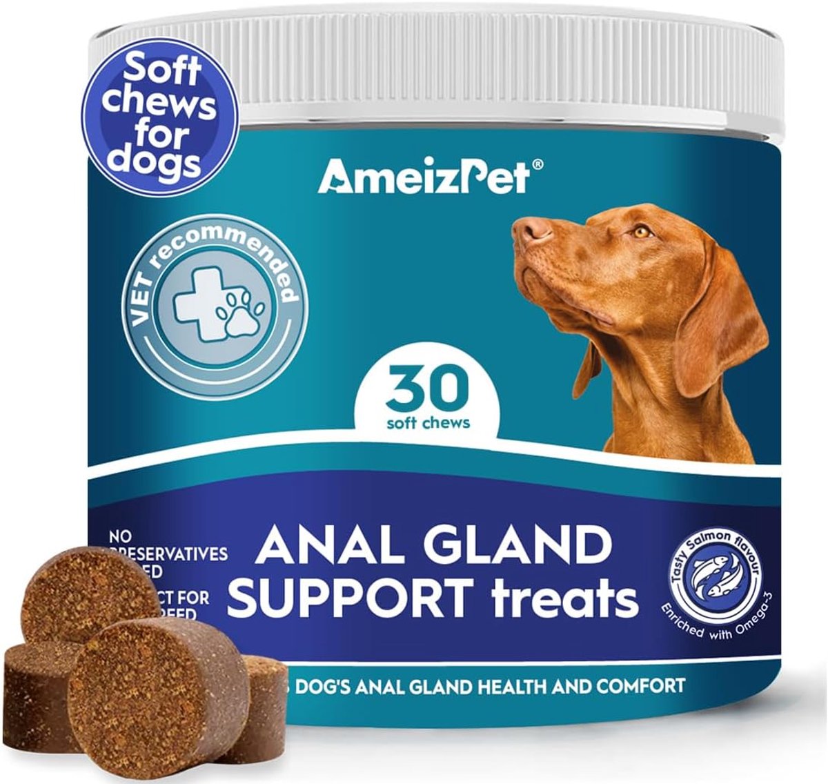 SnelShoppen - Gezonde Honden Gland Behandeling, Functionele Vezels voor Honden, 30 Functionele Kauwsticks, Ondersteuning voor Gland Gezondheid, Voorko