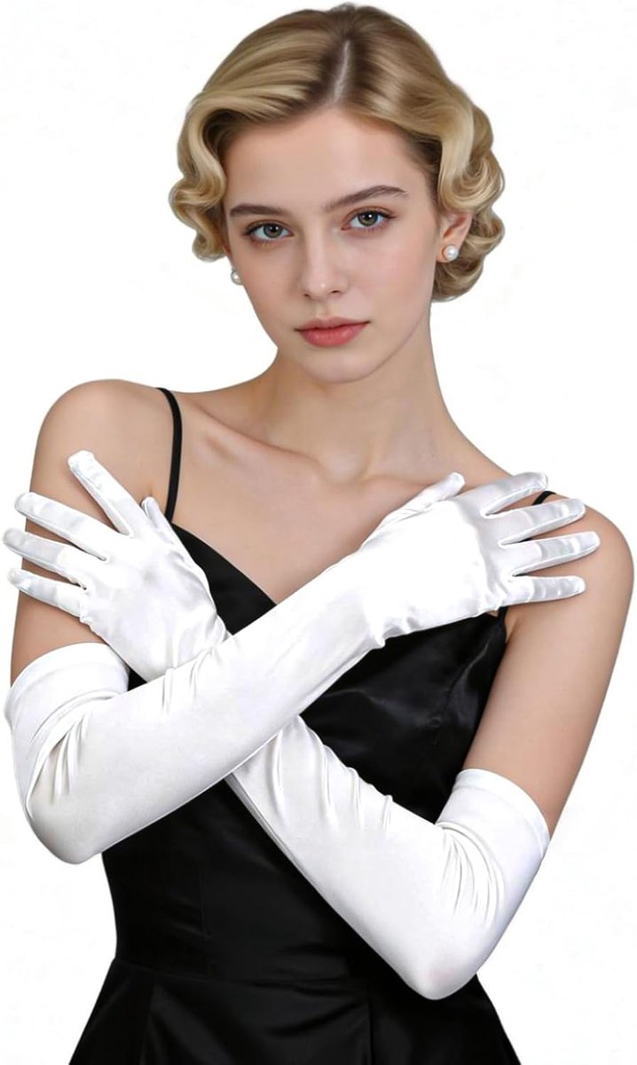lange witte handschoenen dames - satijnen opera handschoenen - elleboog lengte - perfect voor bruiloften - SnelShoppen