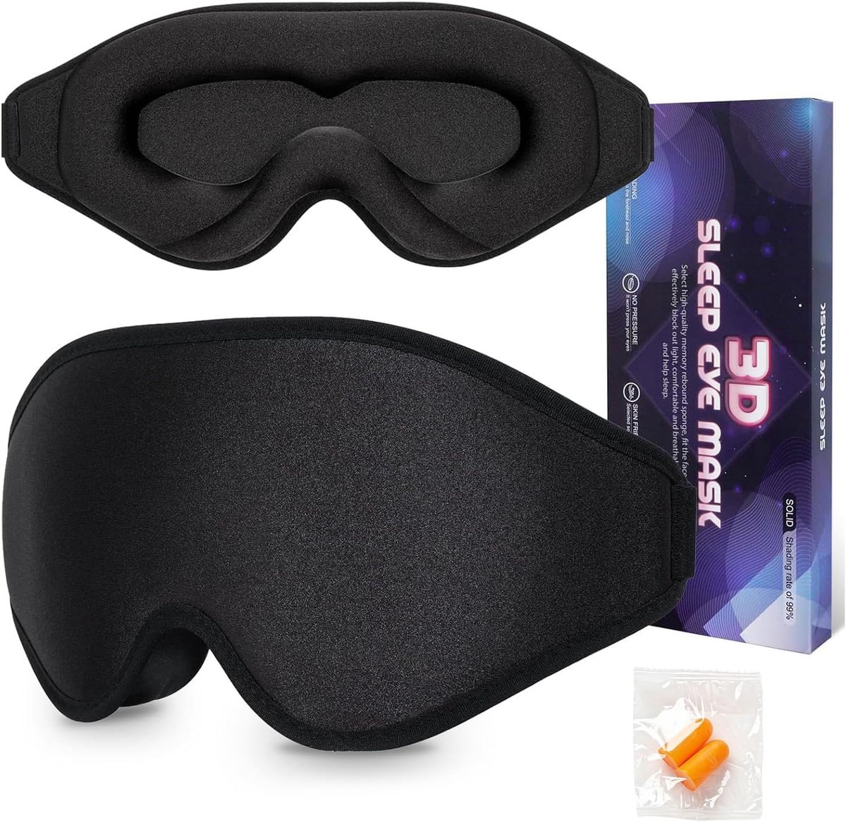 Slaapmasker 3D - Verstelbaar - Ademend - Ultraverdovend oogmasker voor een goede nachtrust - SnelShoppen