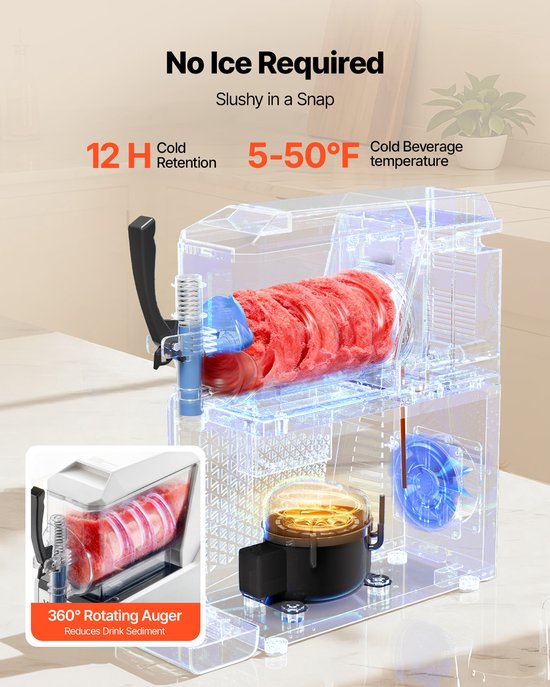 Slushmachine 1 X 3 L, 350 W Slush-Ijsmaker Zonder Ijs, Elektrische Machine met Zelfreinigende Functie, Ideaal voor Bevroren Dranken Zoals Margarita's, Frappés, Milkshakes en Shakes — afbeelding 5